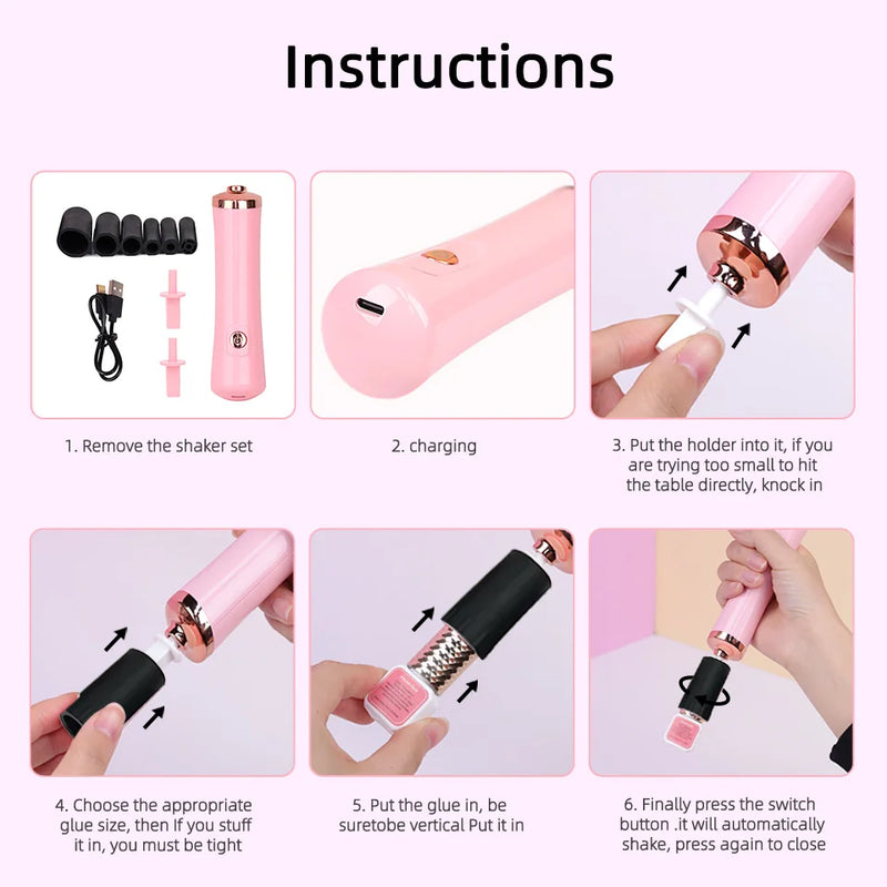 Portable Eyelash Glue Shaker Usb Charge Women Makeup Tools for Nail Polish Tattoo Ink Pigment Liquid Shaking Wake-Up Device